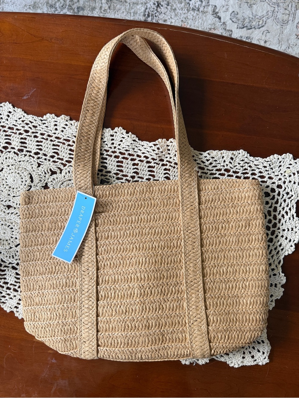 Draper James Natural Tan Woven Tote